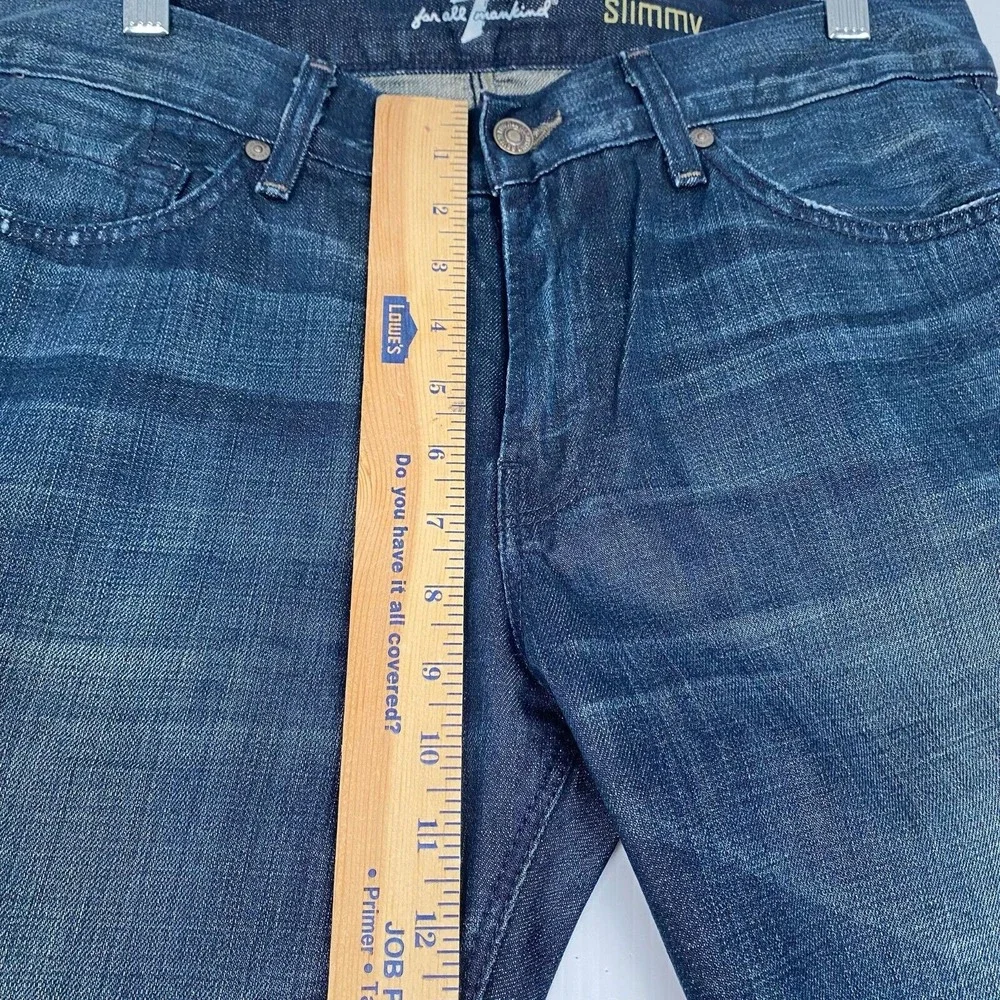 7 For All Mankind Men's Blue Skinny Jeans Size 33 Blue 100% Cotton with Pockets.